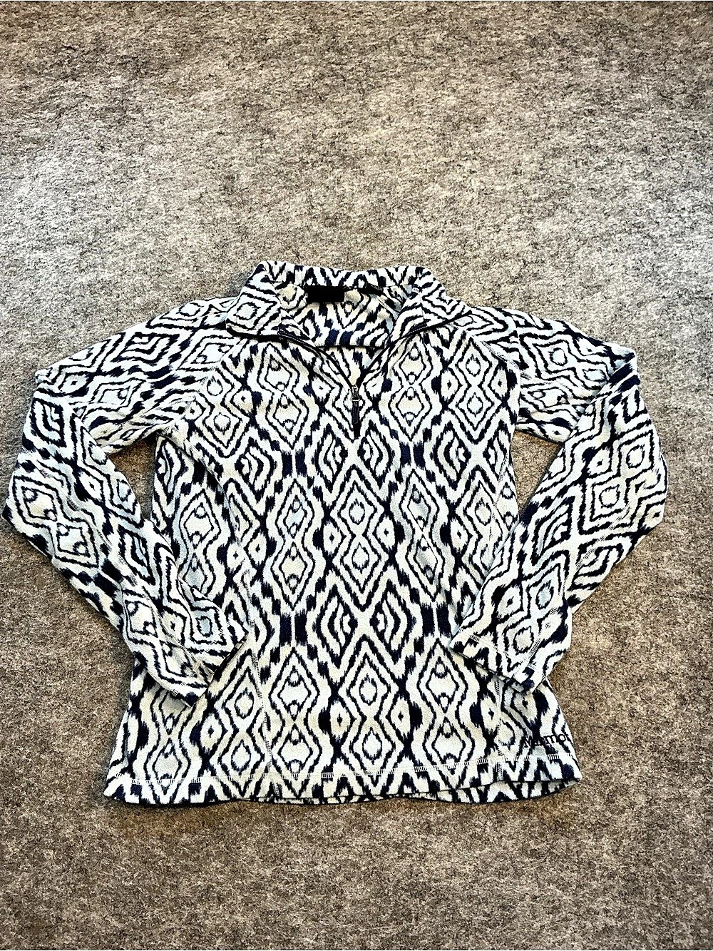 Marmot Women's Geometric Fleece Pullover Blue & White Size Medium